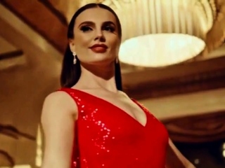 A hottie shows her tight red dress