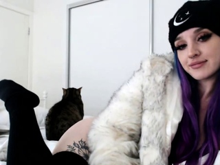 Amateur cougar MILF with small boobs is jerking cock