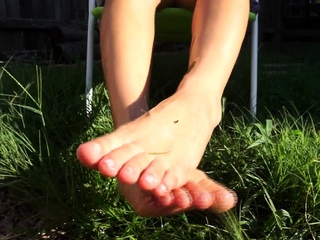 Foot fetish rimming for blonde outdoors