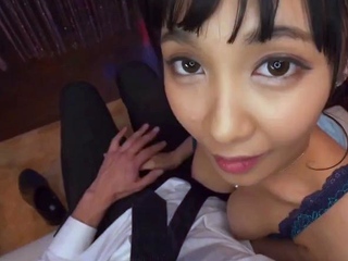 Bitch gives wam blowjob and handjob in pov scene