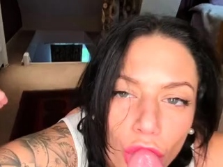 Mature brunette amateur giving a great POV blowjob