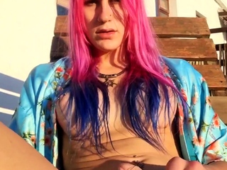 Solo ladyboy masturbation