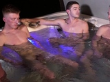 Stepdad hot tub fun with stepson and friends