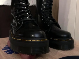 Dr Martens boots smashing slave balls on the Cockbox by